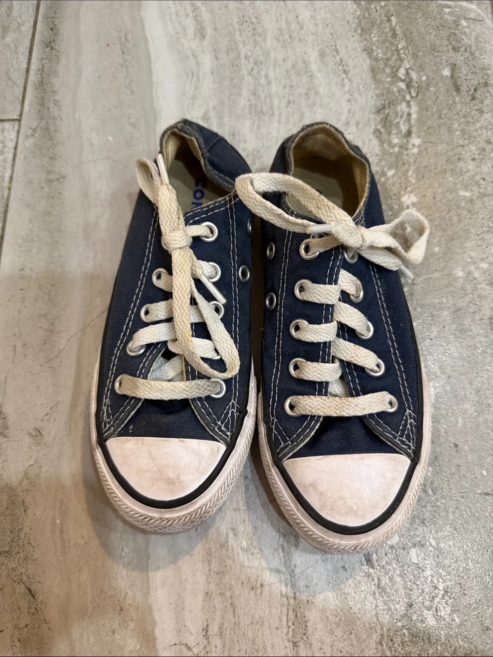 Converse Navy and Cream Low-Top Kids Sneakers